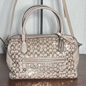 Coach Poppy 2013 East/West Satchel/Crossbody in Sequin w Satin Purple Inside